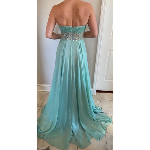 Jovani Strapless Gown with Sequins Sage Color - Picture 2 of 4